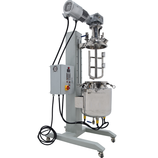 Reactor de acero inoxidable con camisa elevable y giratorio de 20 litros